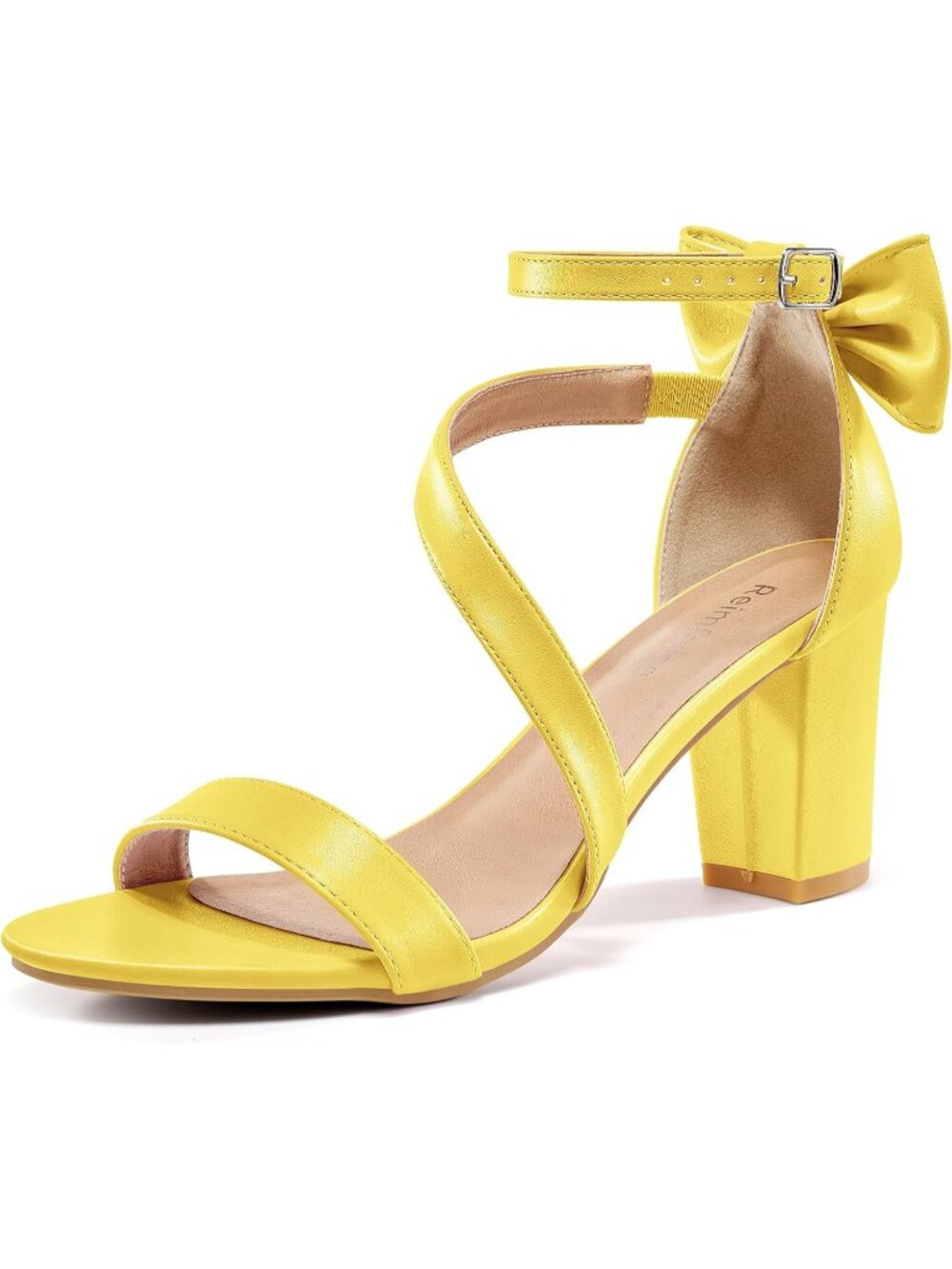 Women's Yellow Faux Leather Comfortable Slip Resistant Adjustable Block Heels